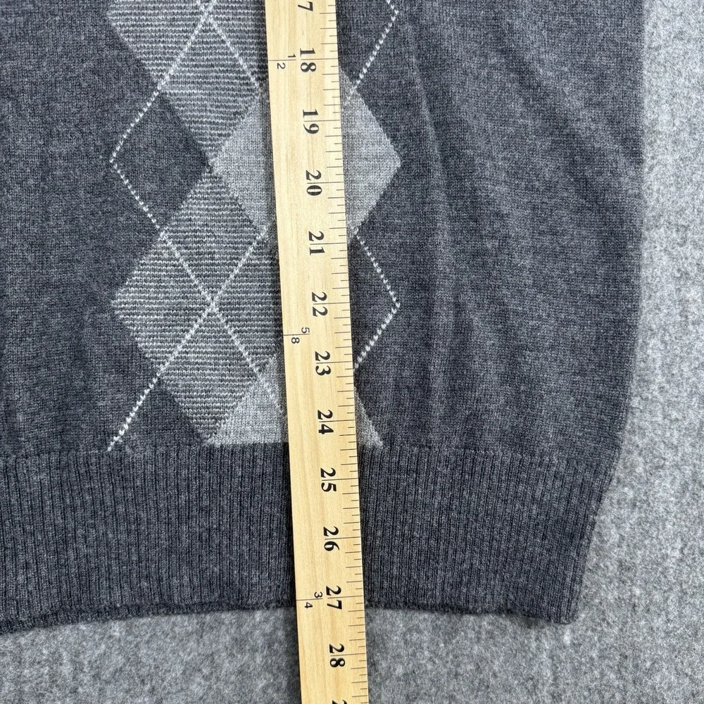 Banana Republic Men's 100% Merino Wool Argyle V-Neck Sweater Gray Size L